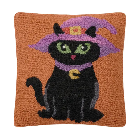 Black Witch Cat Hook Pillow