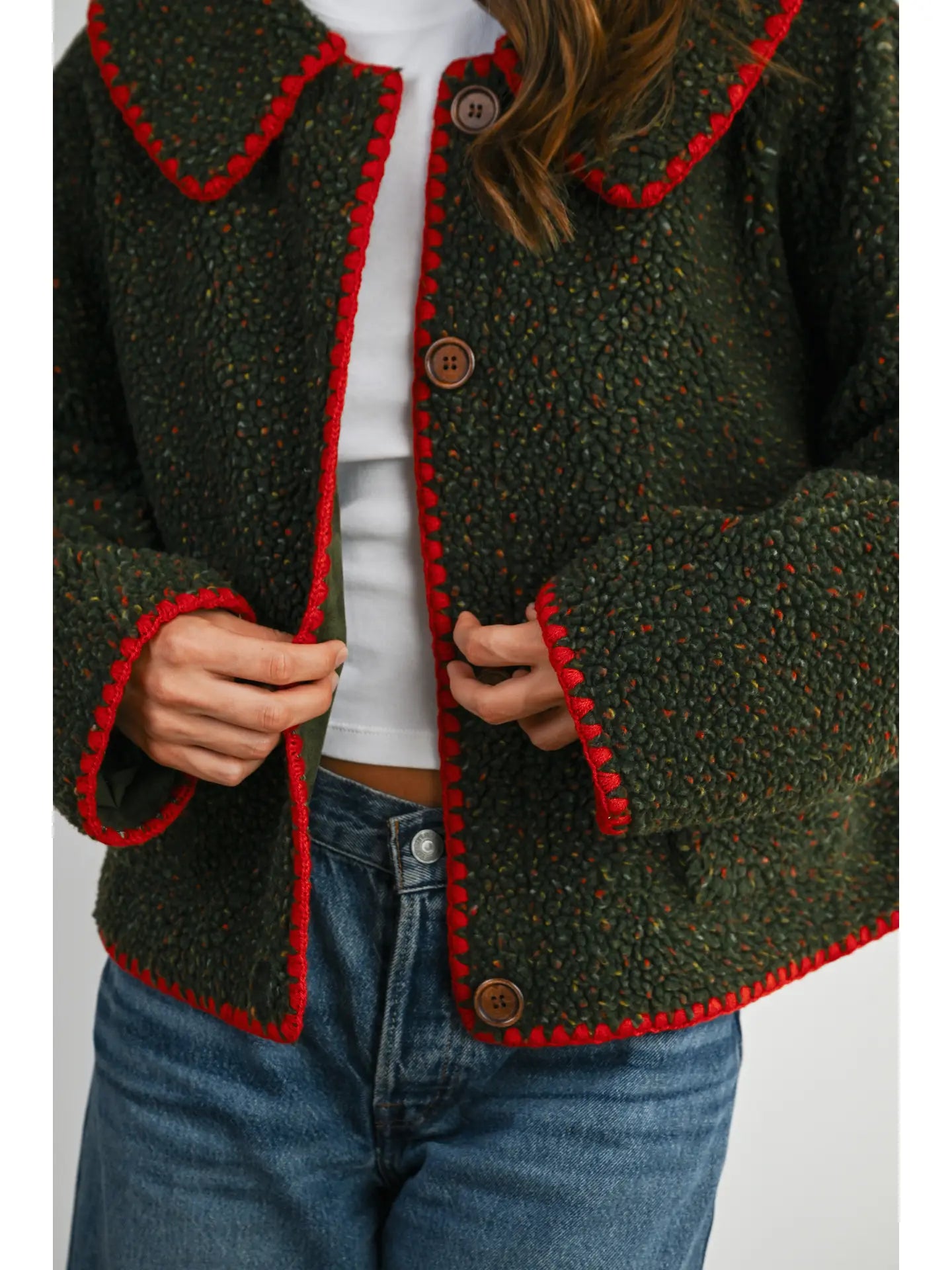 Buttoned Fleece Puffer Jacket