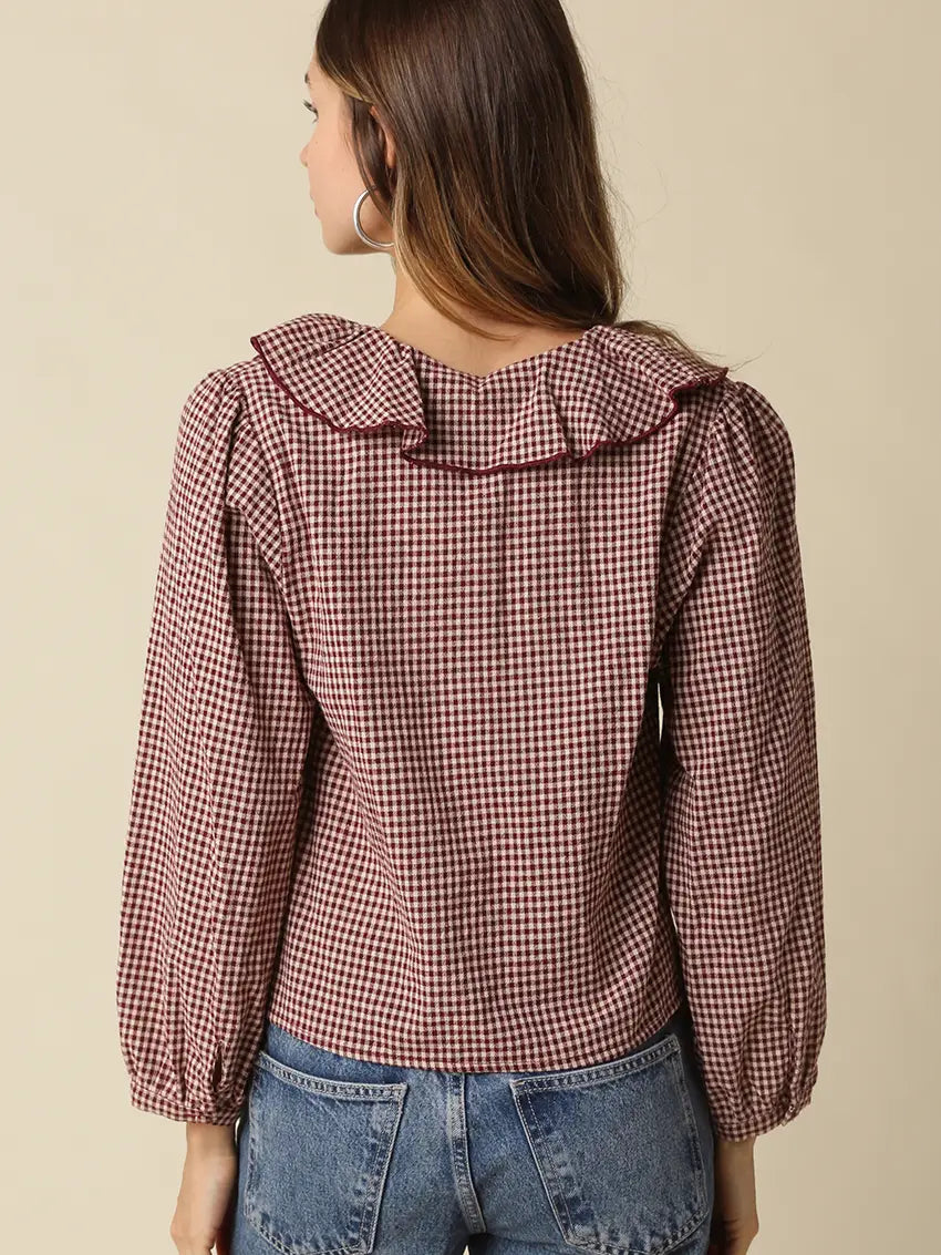 Alexa Gingham Ruffle Blouse