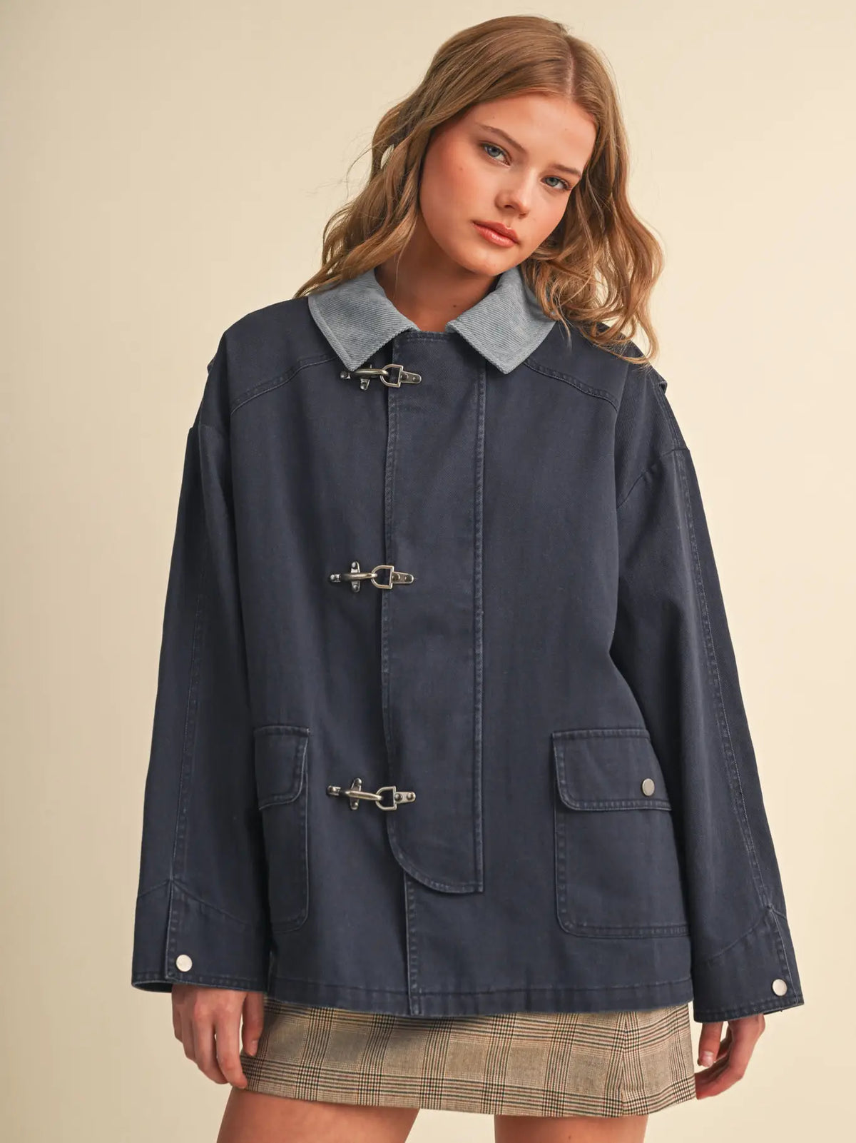 A-Line Utility Jacket with Corduroy Collar