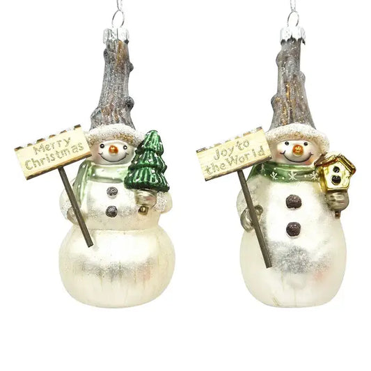 6" Snowman with Green Scarf Ornament