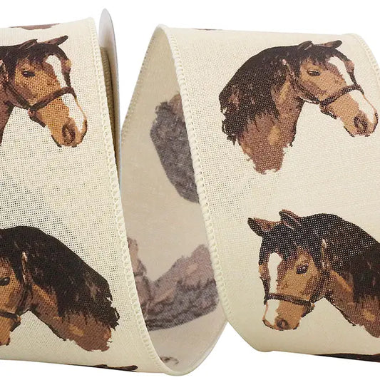 Horse Beauty Muslin Wired Edge Ribbon