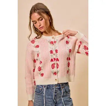 Floral Button Down Sweater