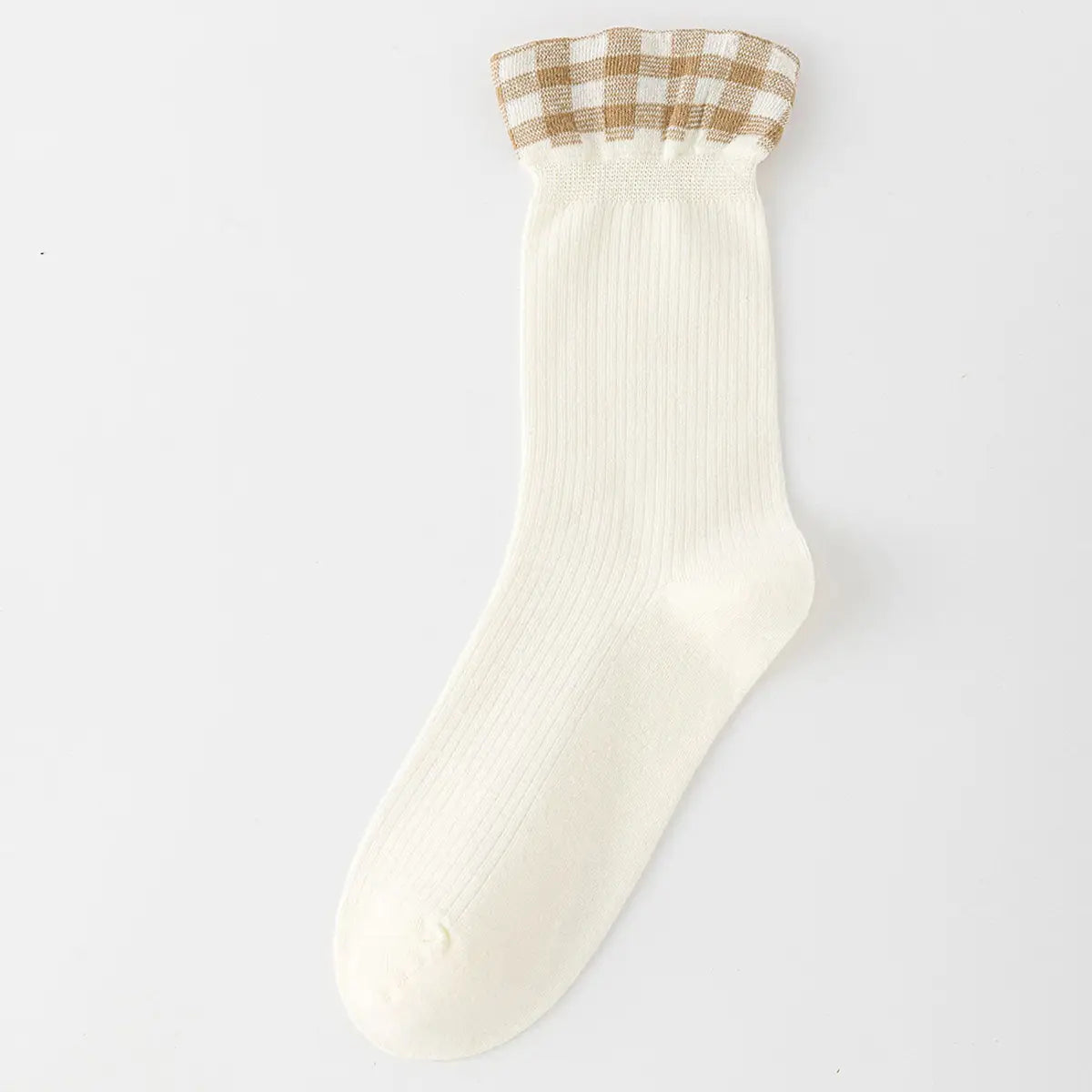 Gingham Trim Mid Calf Socks