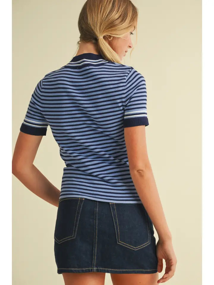 Round Neck Striped Sweater Top