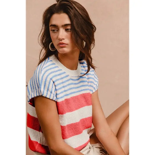 Stripes Lightweight Sleeveless Drop Shoulder Top