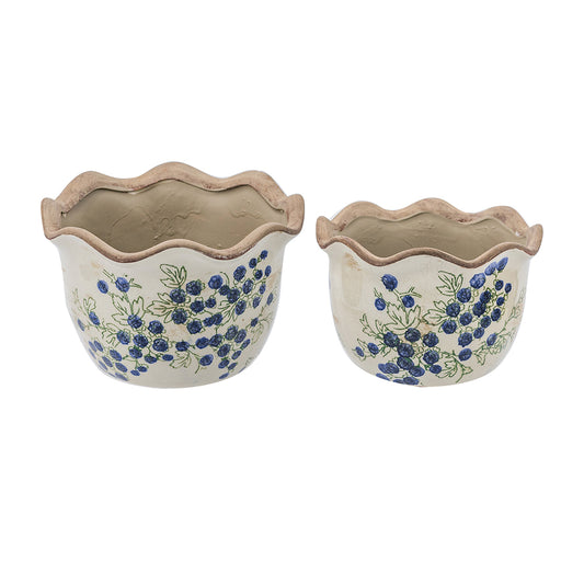Blueberry Motif Ceramic Planter