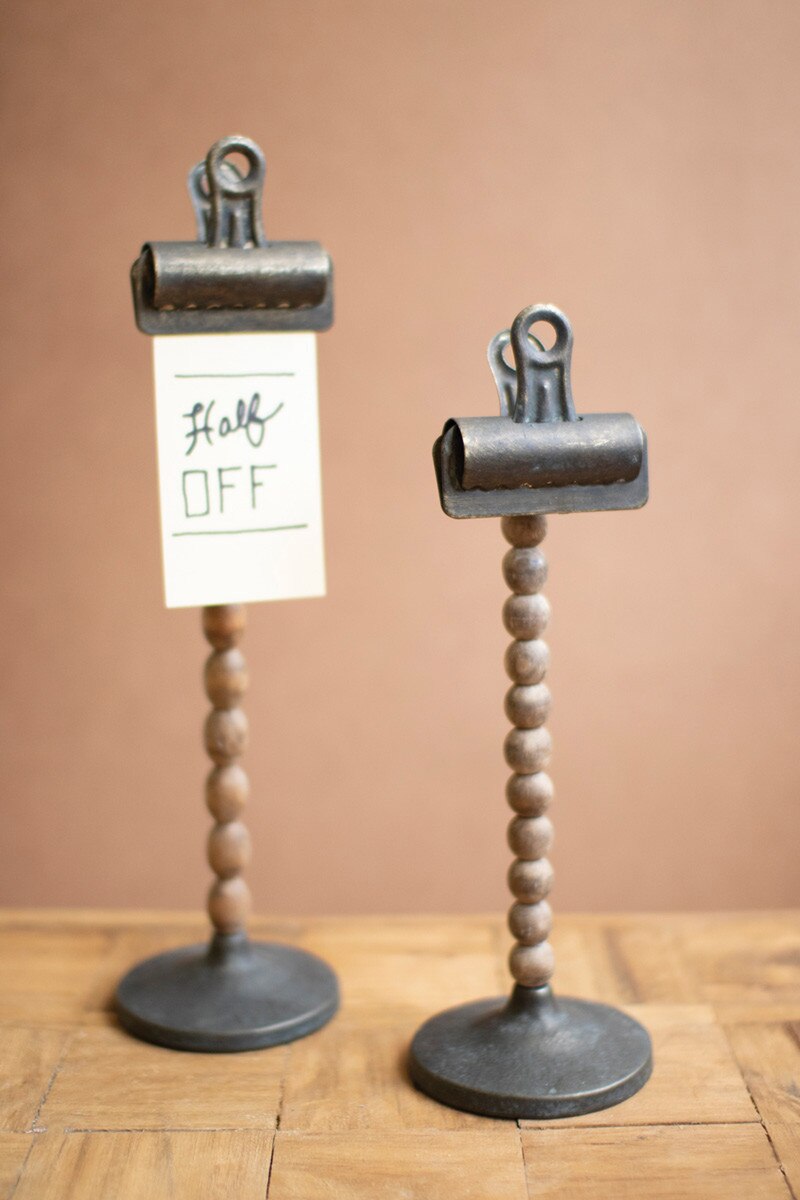Wood Beaded Clip Stand