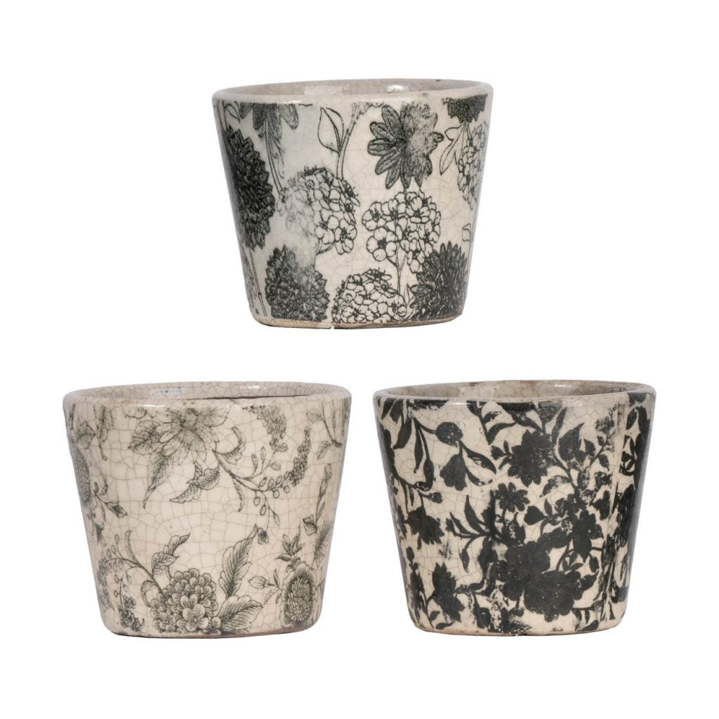Black & White Floral Planter