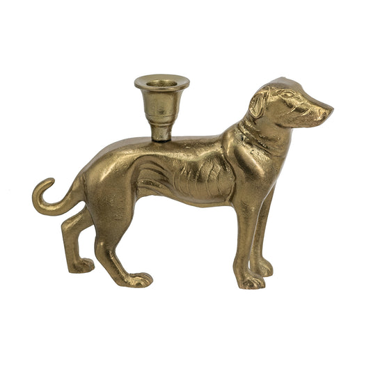 Gold Metal Dog Taper Holder