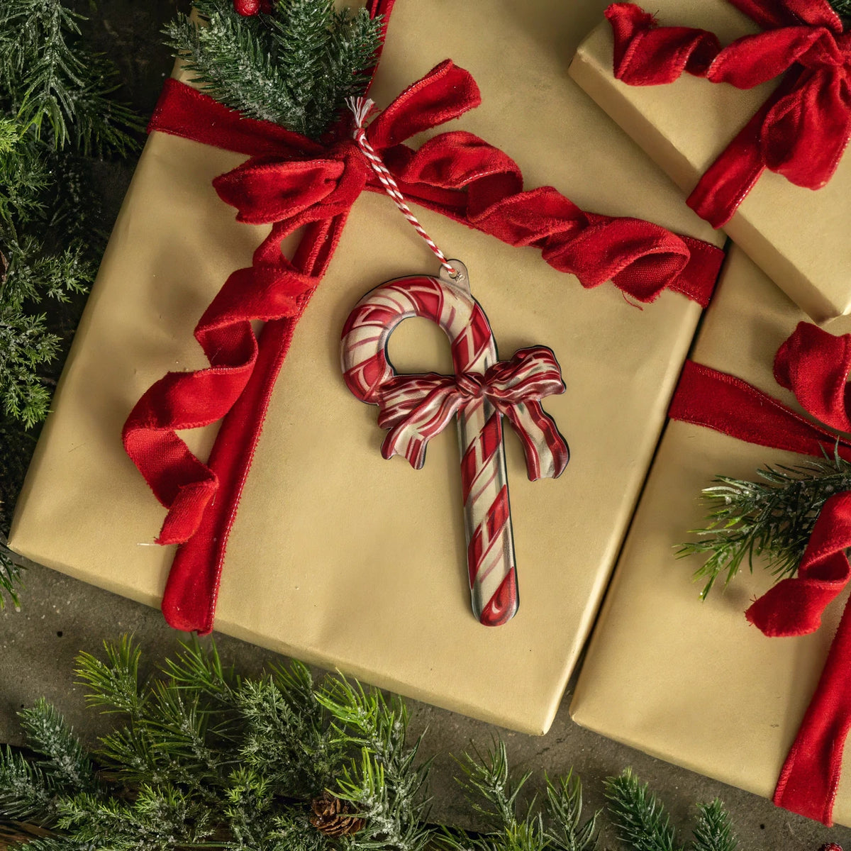 6.25" Metal Candy Cane Ornament
