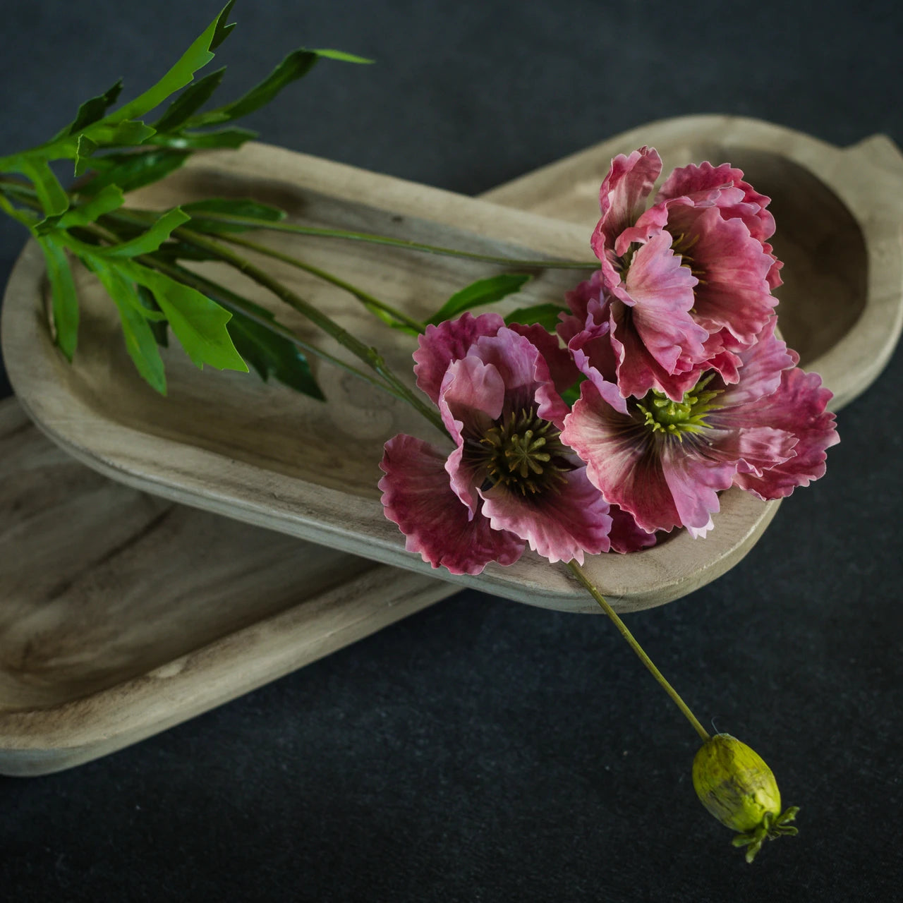 27" Pink Poppy Spray