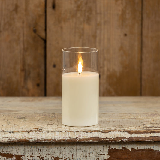 6" Glass 3D Flame Candle