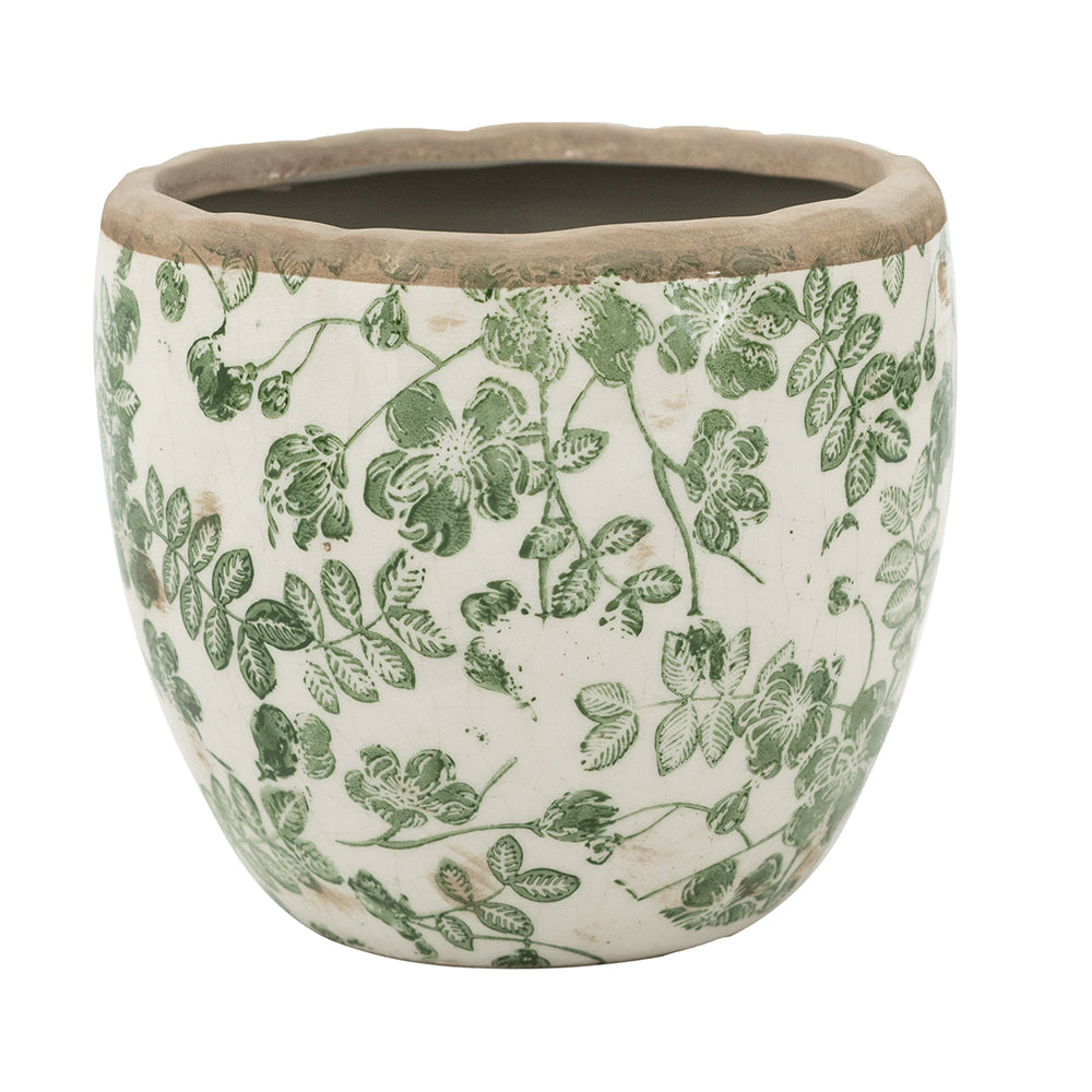 7.5" Green Floral Pot