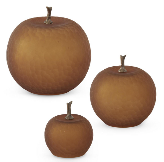 Frosted Amber Open Bottom Glass Apple