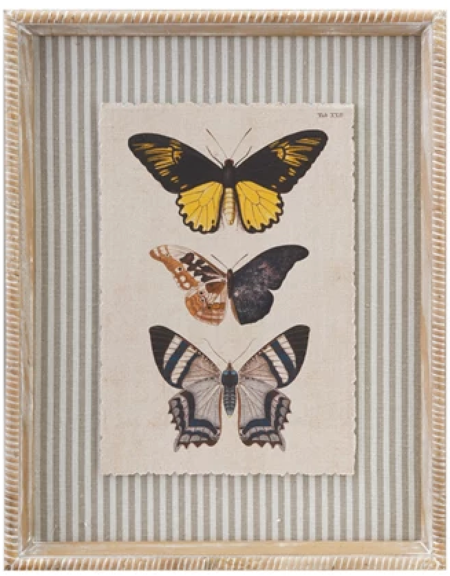 Wood Framed Butterflies w/Stripes