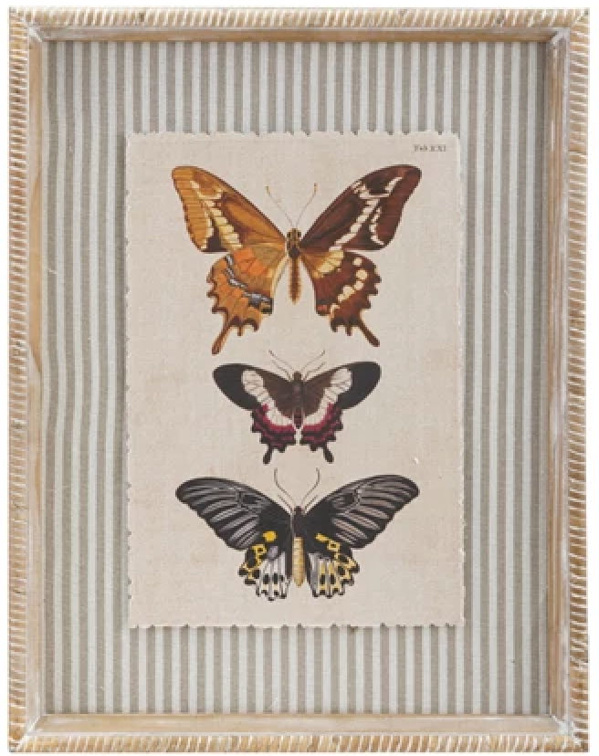 Wood Framed Butterflies w/Stripes