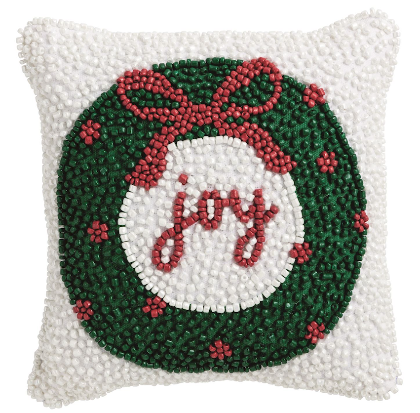 Wreath Beaded Mini Pillow