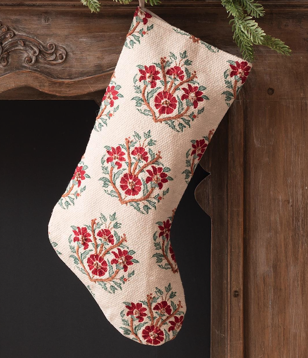 Red Block Print Stocking