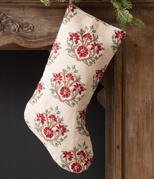 Red Block Print Stocking