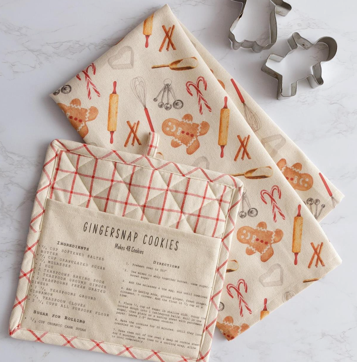 Gingersnap Pot Holder & Towel Set
