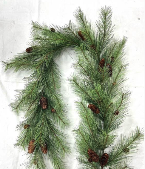 6' Pine & Pinecone Garland