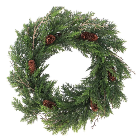23" Cedar & Pinecone Wreath