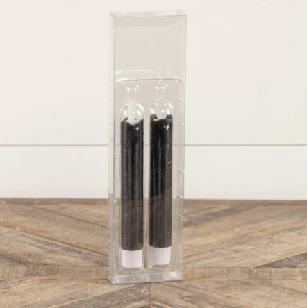 Set/2 Moving Flame Black Taper Candle