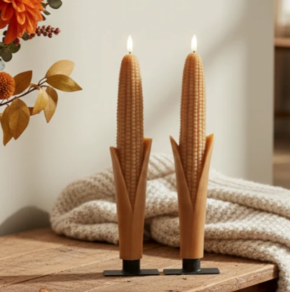 Set/2 3D Flame Corn Taper Candle