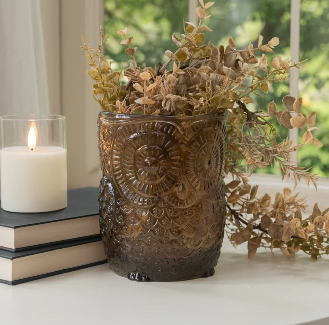 7" Brown Owl Vase