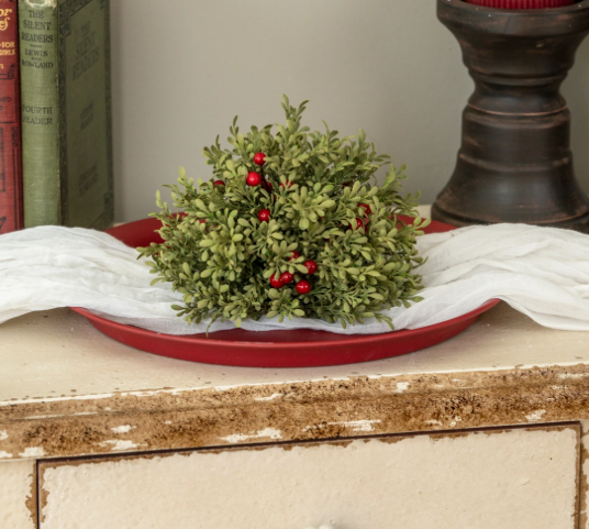 7" Mini Leaf Half Ball w/Berries
