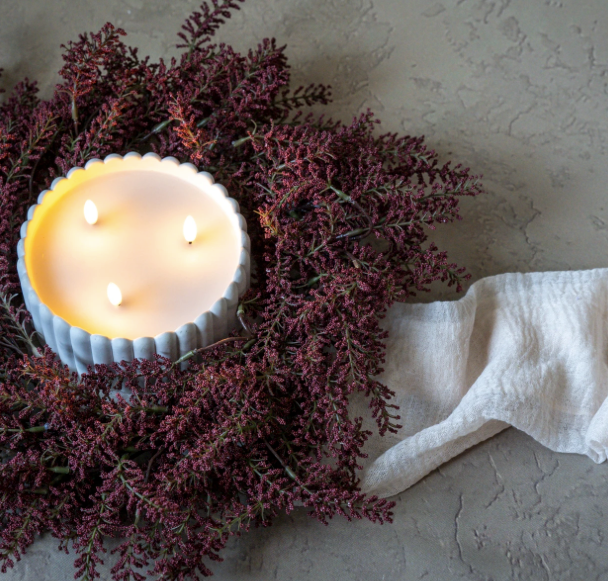 16" Burgundy Candle Ring/Wreath