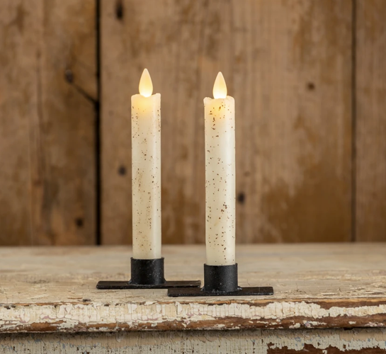 Set/2 Moving Flame Cream Taper Candle