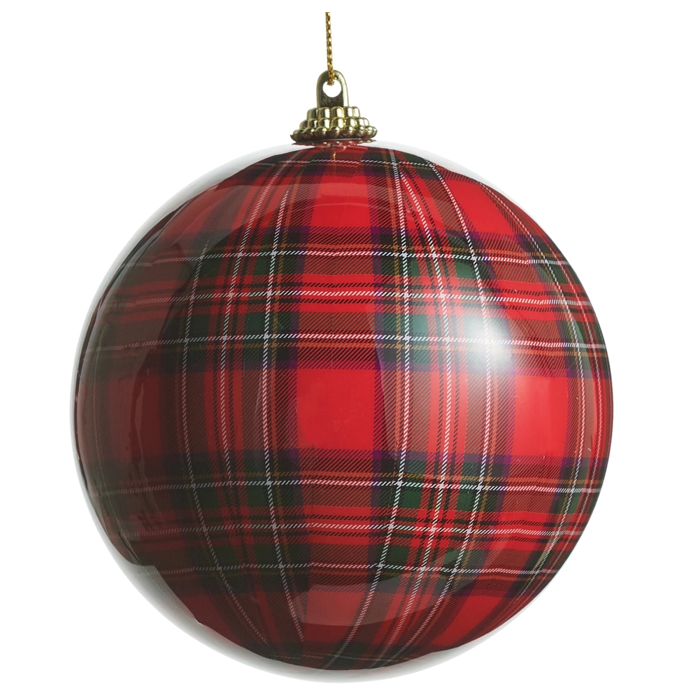 4" Red Plaid Ball Ornament