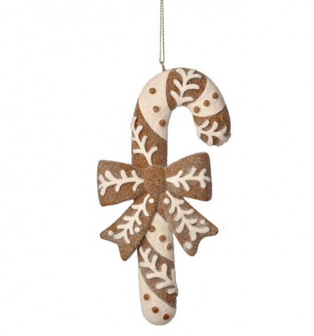 6" Candy Cane Gingerbread Ornament