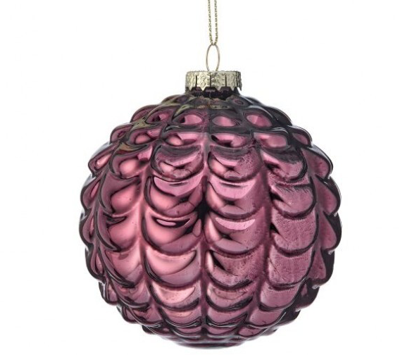 4" Glass Pattern Ball Ornament Wine