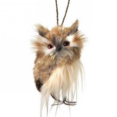 6"Brown Furred Hoot Owl Ornament