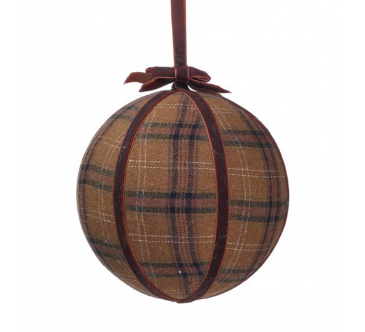 6" Camel Plaid & Velvet Ornament
