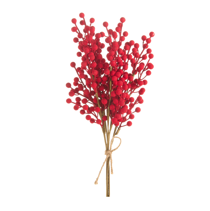 22" Flocked Red Berry Bundle