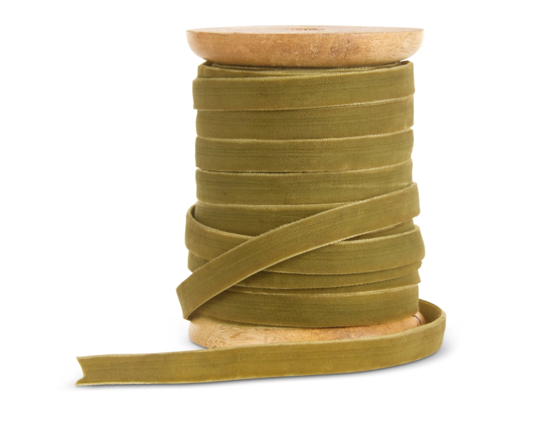10 Yds Spool Of Olive Velvet Ribbon