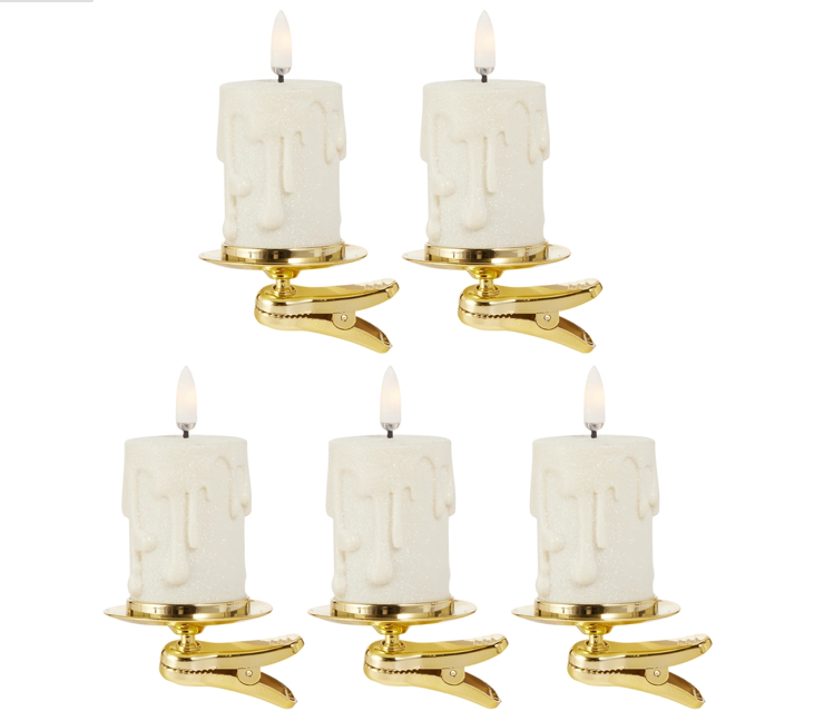 Box Of Glittered Cream Drip Candle