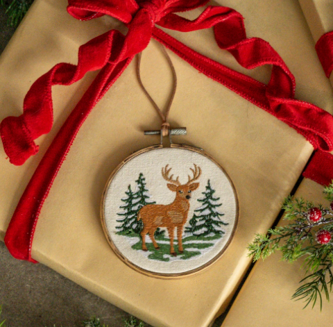5" Embroidered Deer Ornament