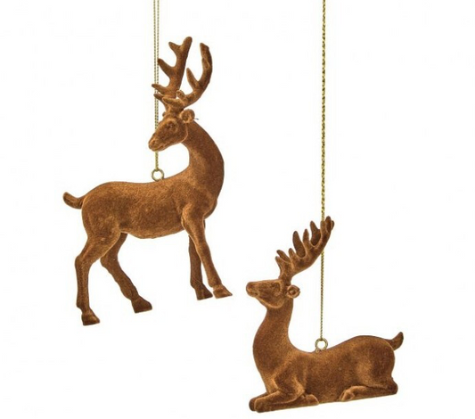 Resin Flocked Deer Ornament