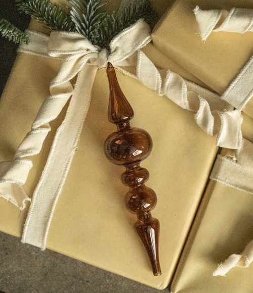 9" Brown Glass Finial Ornament