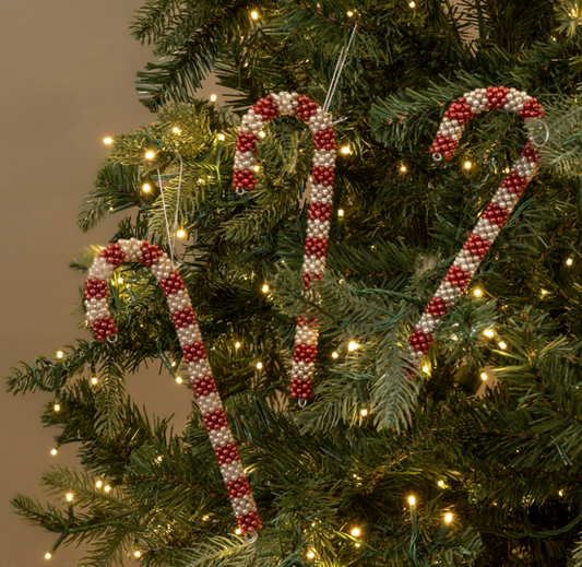 Set/3 Boxed Beaded Candy Cane Ornament