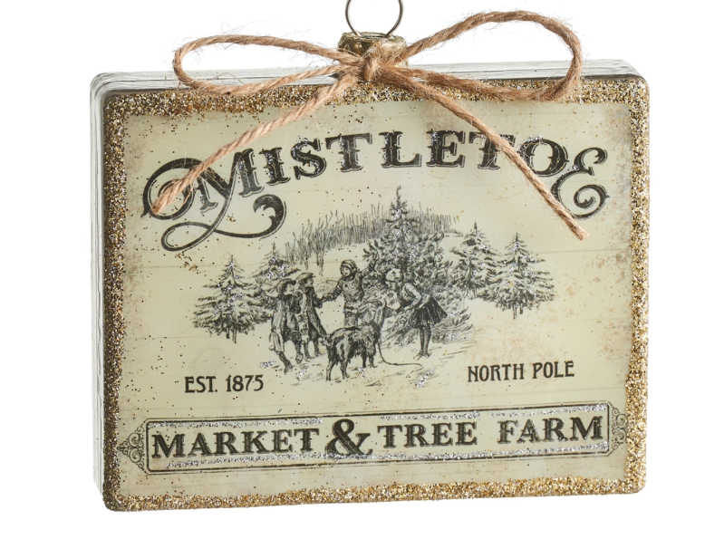 4" Mistletoe Market Rectangle Ornament