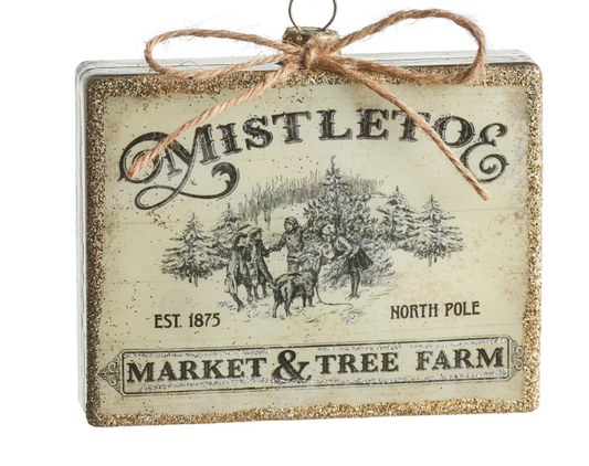4" Mistletoe Market Rectangle Ornament