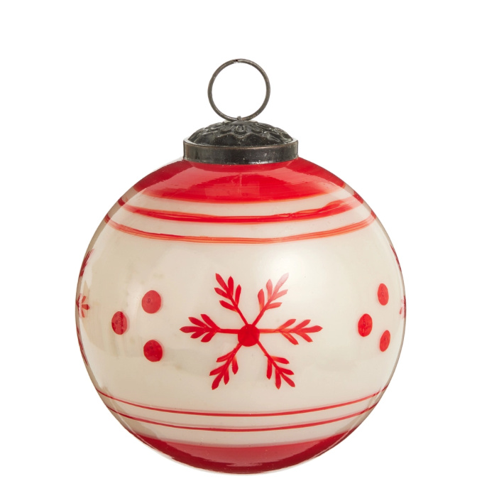 4" Red Snowflake Ball Ornament