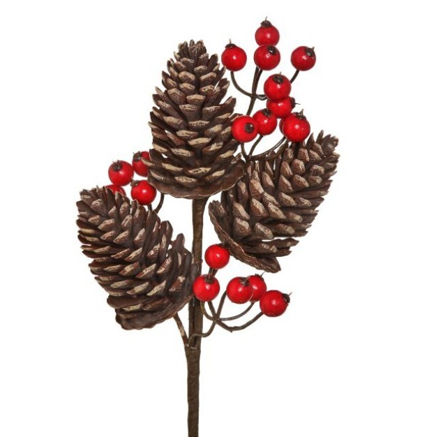 13" Pinecone with Berry Pick