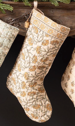 Block Print Stocking with Bell